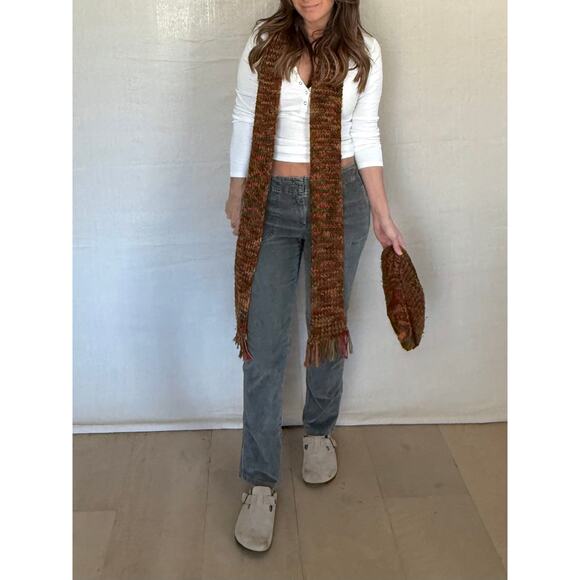 Vintage Handmade Knit Hat + Scarf Set – Autumn Multi - Picture 2 of 5